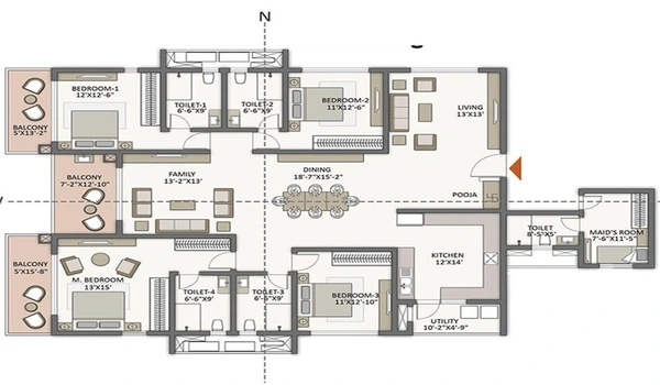 Featured Image Of Prestige Crystal Lawns 3 BHK Floor Plan
